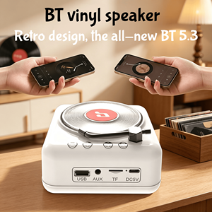 Gramófono Portátil de Plástico con Luz, Pequeño, para Regalo, Reproductor de Vinilo Retro H3, Compatible con Reproductor de CD, Altavoz <span class=keywords><strong>5</strong></span>.3BT, Directo de Fábrica - Product Image 1