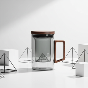 أكواب شاي زجاجية من البوروسيليكات على الطراز الياباني الحديث للبيع بالجملة، خفيفة الوزن وصديقة للبيئة، مناسبة للاستخدام اليومي في المكتب. - Product Image 1