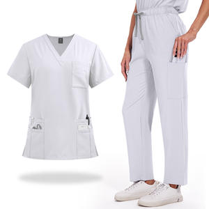 Venda quente Mulheres Logotipo Personalizado Enfermagem Scrubs Set Anti-Rugas Cirúrgico Mão Desenhada Atacado Hospital Scrubs Terno Médicos Uniforme - Product Image 5