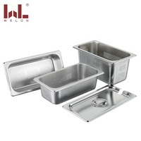 GN Pan 201 Acier inoxydable 1/2 Taille Conteneur Rectangle Présentoir Alimentaire Plateau Essentiel Restaurant & Hôtel Service Équipement