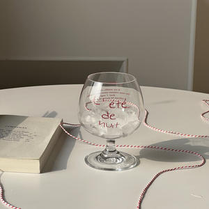 Design moderno vetro trasparente piede corto tazza di vino per uso domestico francese festa notturna estiva francese caffè freddo 301 rosso-400ml - Product Image 3