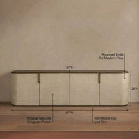 Console TV vintage américaine de qualité supérieure, meuble multimédia à 4 portes recouvert de lin, buffet de luxe en bois de style Arhaus