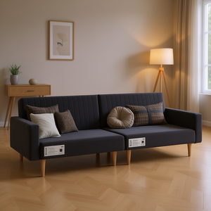 <b>Sofa</b> Bed Dark Grey Velvet 3 Seater Modern Design Living Room Furniture Durable <b>Wood</b> <b>Frame</b> Foam Filling - Product Image 2