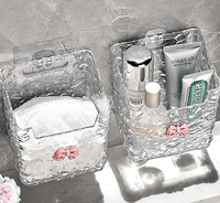 Boîte de rangement murale moderne transparente à motif glacier, robuste et étanche, sans perçage, pour outils cosmétiques