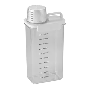 Wäsche-Reinigungsmittel-Dispenser 1800 ml durchsichtiger luftdichter Waschpulver-Dispenser mit Becher, Reinigungsbox für feste flüssige Waschbecken