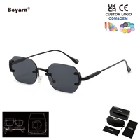 Lunettes de soleil Boyarn Arrival UV400, monture dorée sans cadre, forme carrée, tête de léopard, lunettes de soleil vintage décorées de motifs de guépard en métal