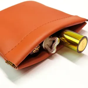 Mini sac de maquillage en cuir avec fermeture en forme de coquille, pochette Portable pour bijoux, sac de rangement pour cosmétiques