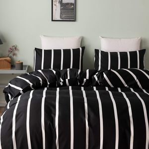 Mu Bán Buôn Sang Trọng Duvet Bộ Đồ Giường Đặt Màu Đen Và Trắng Sọc <span class=keywords><strong>Comforter</strong></span> Set Polyester Dệt Nhà Bộ Đồ Giường Đặt - Product Image 3