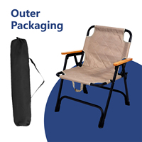 Silla Reclinable Kermit con Respaldo Ajustable en 3 Posiciones, Madera Maciza y Hierro Resistente, Plegable, para Glamping, Patio, Viajes y Parque