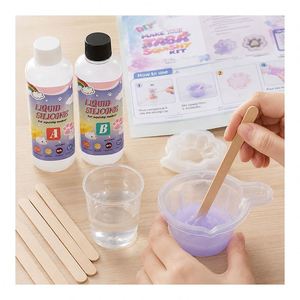 Crea tus propios squishies suaves con goma líquida de doble botella, moldes para figuras de animales, pasta de color, perlas, guantes y manual. - Product Image 6
