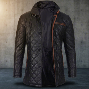 Veste en cuir et toile imperméable et coupe-vent BS International Famous Braded, style racer, hiver, logo personnalisé sur le devant, unisexe - Product Image 1