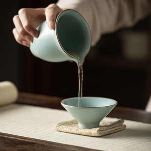 Ru Kiln Ceramic <b>Teacup</b> Single Cup Porcelain Tasting Cup For Kung Fu Tea Set Afternoon Tea Use - Product Image 4
