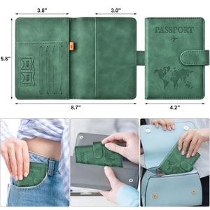 <span class=keywords><strong>กระเป๋า</strong></span>สตางค์ใบสั้นสำหรับครอบครัวทำจากหนัง PU RFID บล็อคหนังสือเดินทางพร้อมหัวเข็มขัดแม่เหล็กออกแบบโลโก้ได้ตามต้องการ - Product Image 2