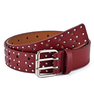 Vành đai đinh tán của phụ nữ Châu Âu và vành đai ngôi sao năm cánh rỗng đôi Pin khóa vành đai Cô Gái Mỹ rỗng - Product Image 2