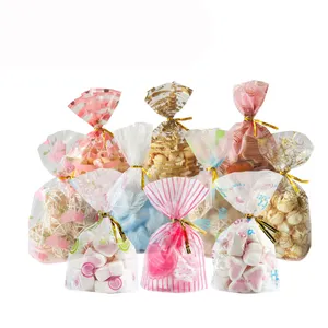 In Voorraad En Custom Cellofaan Treat Bags Clear Platte Cello Traktatiezakken Met Banden Voor Bakkerij Cookies Kerst Decoratieve Gift