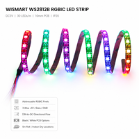Bande LED numérique adressable WISMART DC5V WS2812B RGBIC SMD5050, 30 LED/m, 10 mm, IP20, PCB noir/blanc, rouleau de 5 m, lumière flexible