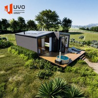 Casa Contenedor Prefabricada con Techo Inclinado UVO, Villa Modular, Cabaña, Hotel, Resort, Airbnb, ADU, Casa Pequeña de Lujo, Resort, CE, AS, NZS, US, AU
