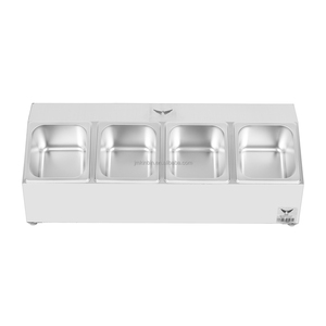 Boîte à épices en acier inoxydable à 4 compartiments, finition polie, organisateur de rangement pour cuisine commerciale - Product Image 4