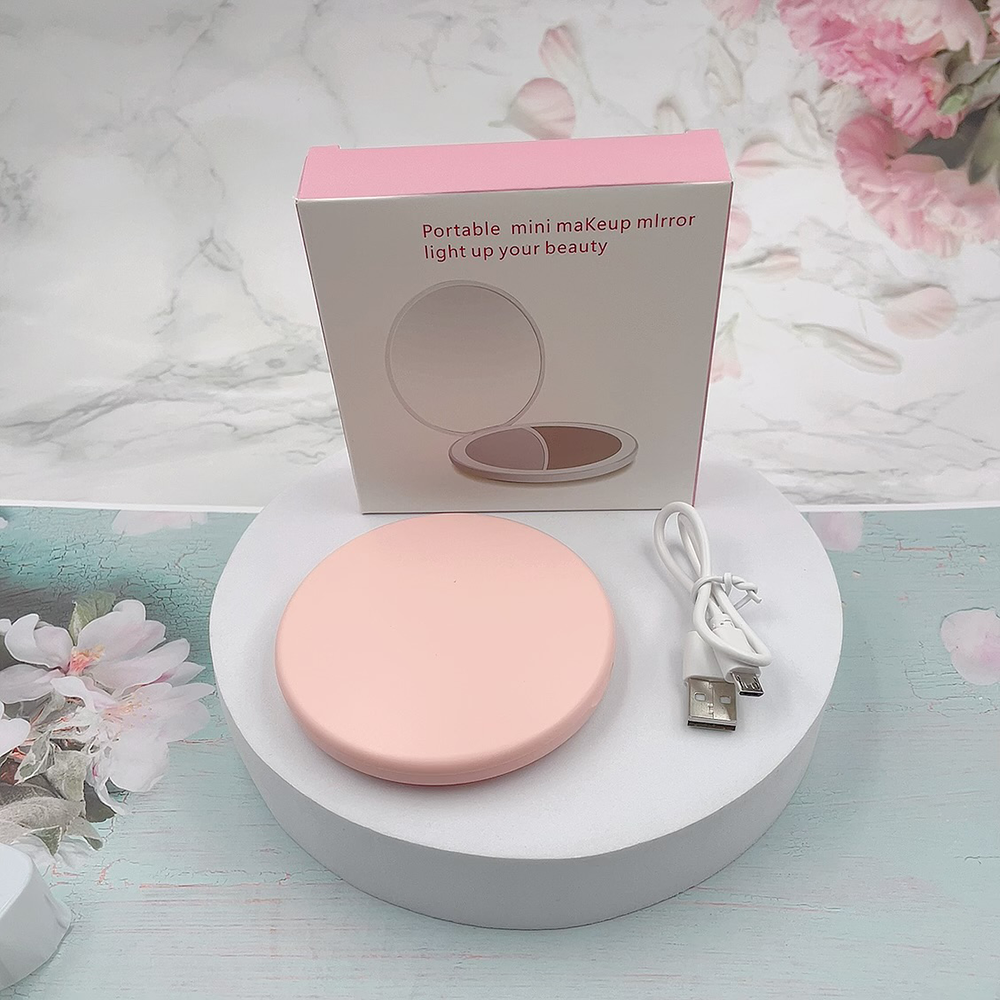Miroir de maquillage rose