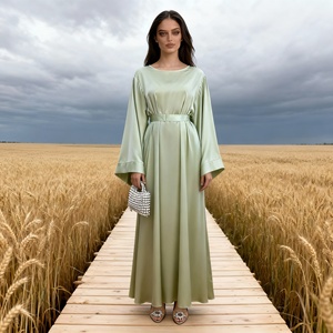 Abaya de Lujo Personalizada de Poliéster Satinado de Alta Calidad para Mujeres Musulmanas, Vestido Elegante, Proveedor Mayorista OEM - Product Image 2