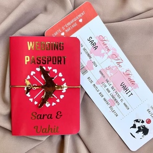 Carte d'invitation de mariage personnalisée format passeport, suite pliée en deux, design professionnel, paiement postérieur, vente en gros en vrac - Product Image 4