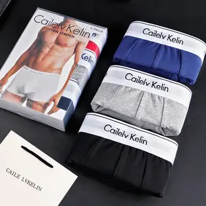 New Cotton Men's Underwear Boxer Shorts Cotton Printed Color Matching Mid-Waist Boxer Briefs
