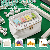 Élégant étui brodé portable pour 166 tuiles de Mahjong américain, accessoires, sac à fermeture éclair pour la maison, les voyages, les fêtes et les tournois