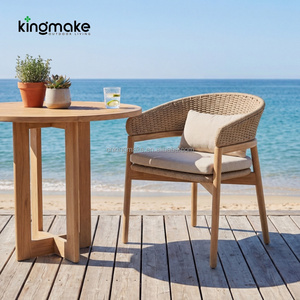Elegante conjunto de muebles de mimbre para exteriores, sillas de patio de teca, sillas de comedor de madera para exteriores para restaurante - Product Image 1