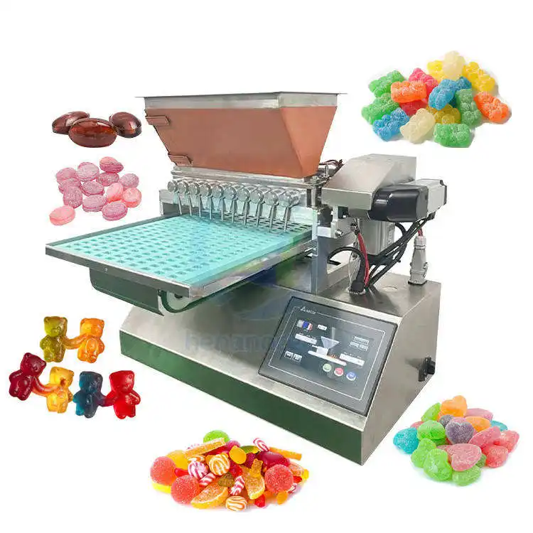Vitamin Jelly Candy Bean Producción automática Mini Fabricación Parte Depositante Hacer Bear Gummy Machine