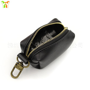 Sac à déjections canines en cuir PU en stock, sac à déjections canines portable avec fermeture éclair et porte-clés, sac de rangement pour sacs à déjections canines - Product Image 4