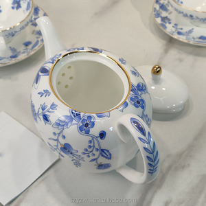 European Style Light Luxury Retro Blue and <strong>White</strong> Teapot Coffee Cup <strong>Set</strong> Home Office Gift <strong>Tea</strong> <strong>Set</strong> - Product Image 3