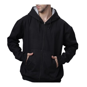 Sweats à capuche surdimensionnés personnalisés à fermeture éclair intégrale, couleur unie, poids lourd, 100% coton, poches, sweats à capuche pour hommes de haute qualité, mode masculine - Product Image 6