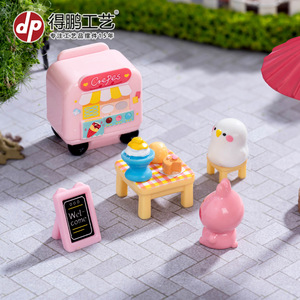 Dp Miniature Crepe Cart Table Resin Ornament Dollhouse Decoration Accessory Set - Product Image 4