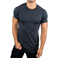 T-shirt 89% Polyester pour homme, haut avec 11% élastique à séchage rapide, pour le Gym, l'athlétisme actif et la Gym