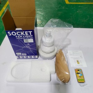 Ceiling Fan Light With Wood Blades Acrylic <b>Ball</b> Lamp Remote Control 6 Blade Flush Mount <b>LED</b> Ceiling Fan - Product Image 2