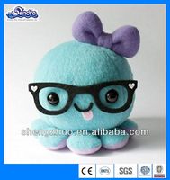 Jouet en peluche poulpe de style coréen mignon et très vendu, avec moustache/lunettes