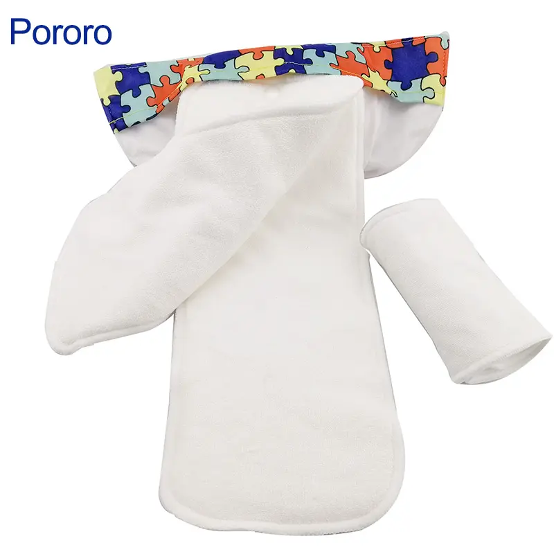 Pororo fraldas de bebê, inserções com snaps branco 13.5*35cm de alta absorção 4 camadas forro de fibra de bambu reciclar almofadas respiráveis