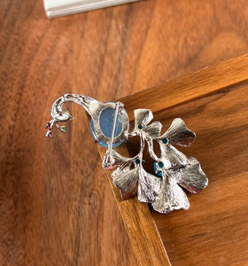 Broche de Lujo Hecho a Mano con Cristal Natural y Esmalte de Pavo Real, Base de Aleación Bañada en Cobre, Gema de Corte Ovalado, Regalo de Boda para Mujer - Product Image 3