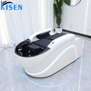 Équipement de salon de coiffure KISEN, lit de massage à circulation d'eau pour le corps entier, chaise de lavage des cheveux électrique avec éclairage LED - Product Image 1