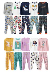 Pyjama à manches longues en coton doux et respirant pour enfants, style dessin animé européen et américain, idéal pour la maison - Product Image 1