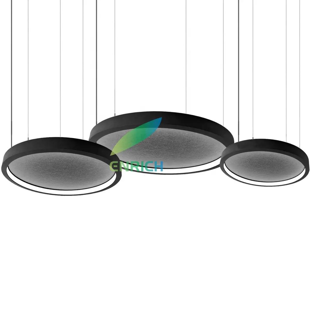 Office Design Akustik leuchte mit Akustik platten Hängelampe Indirekt nach innen emittierender Ring kreis Akustischer LED-Anhänger