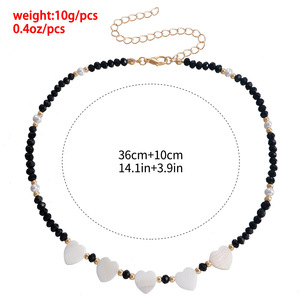 Moda verano colorido cristal corazón blanco nácar nicho diseño vacaciones estilo crema dulce niña collar al por mayor - Product Image 5