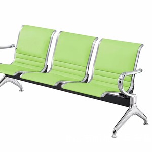 Sillas de espera Ssyou de 3 plazas, de cuero negro, con reposabrazos, para uso en aeropuertos y hospitales. - Product Image 4