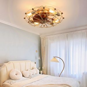 Modern Industrial Low Profile Caged Ceiling <b>Fan</b> With Lights 48 Inch <b>Remote</b> <b>Control</b> Household - Product Image 5
