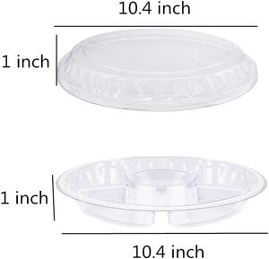 Cajas Redondas de Plástico para Empacar Frutas, Tazón Transparente para Ensalada de 3 Compartimentos con Tapa Transparente - Product Image 2