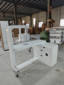 Modern Luxury <b>Nail</b> Salon <b>Nail</b> Table with Stainless Steel & PU Leather Multi Seats Large Storage LED Light <b>Dryer</b> & Dust Collector - Product Image 5