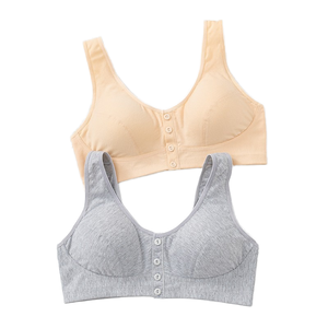 Soutien-gorge d'été sans armatures pour femme, style débardeur, 100 % coton, fermeture avant fine, couleur unie, antibactérien, taille unique - Product Image 1