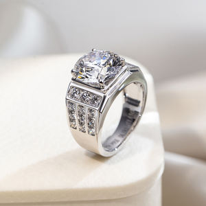 Anillos de diamantes cultivados en laboratorio de platino Pt950 con forma redonda Messi Jewelry MSR-1768 para hombre - Product Image 1