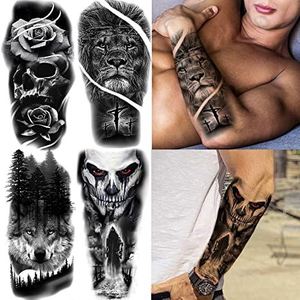 Modèles de tatouages temporaires pour filles et hommes, feuilles marqueur pour Halloween, crâne, stickers pour filles - Product Image 1