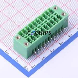 KF2EDGKRM-3.5-2*10P Plug-in Terminal Block Bent Lead Through Hole,P=3.5mm Board-to-Board / Socket - Closed Screw Fixing 2x10P - Product Image 1